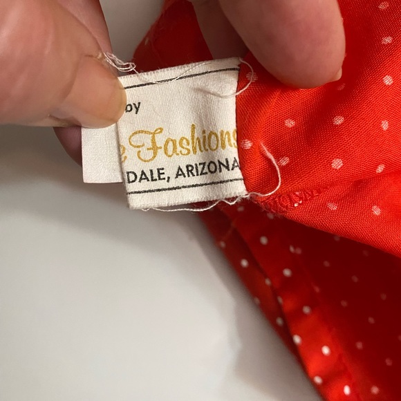 Carefree Fashions VTG 70’s Lace & Ruffle Dots Red Top Women’s size Small - Picture 7 of 10